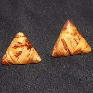 Very Unique Clip-On Earings, Vintage, Wood Look